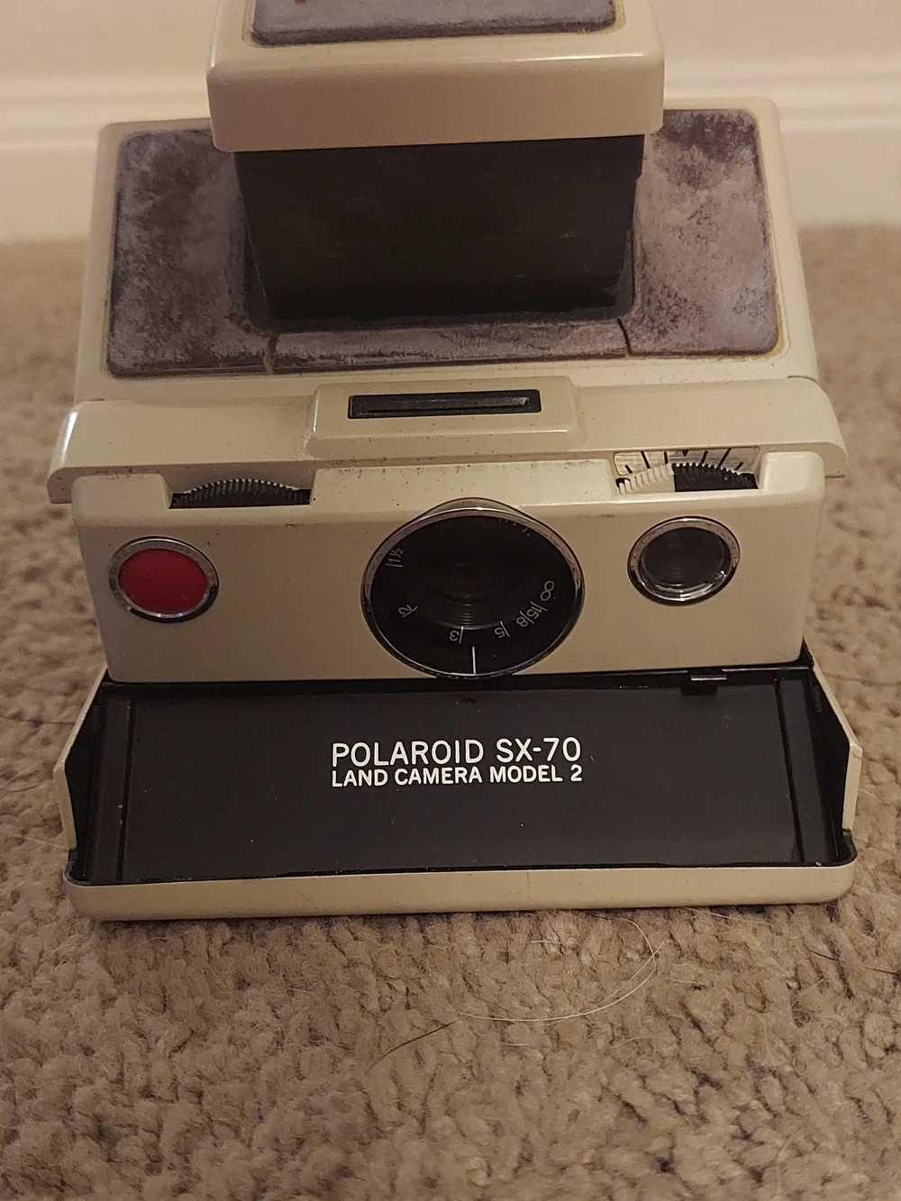 Polaroid SX-70 Land Camera Model 2 Cream, Black and Red Accent